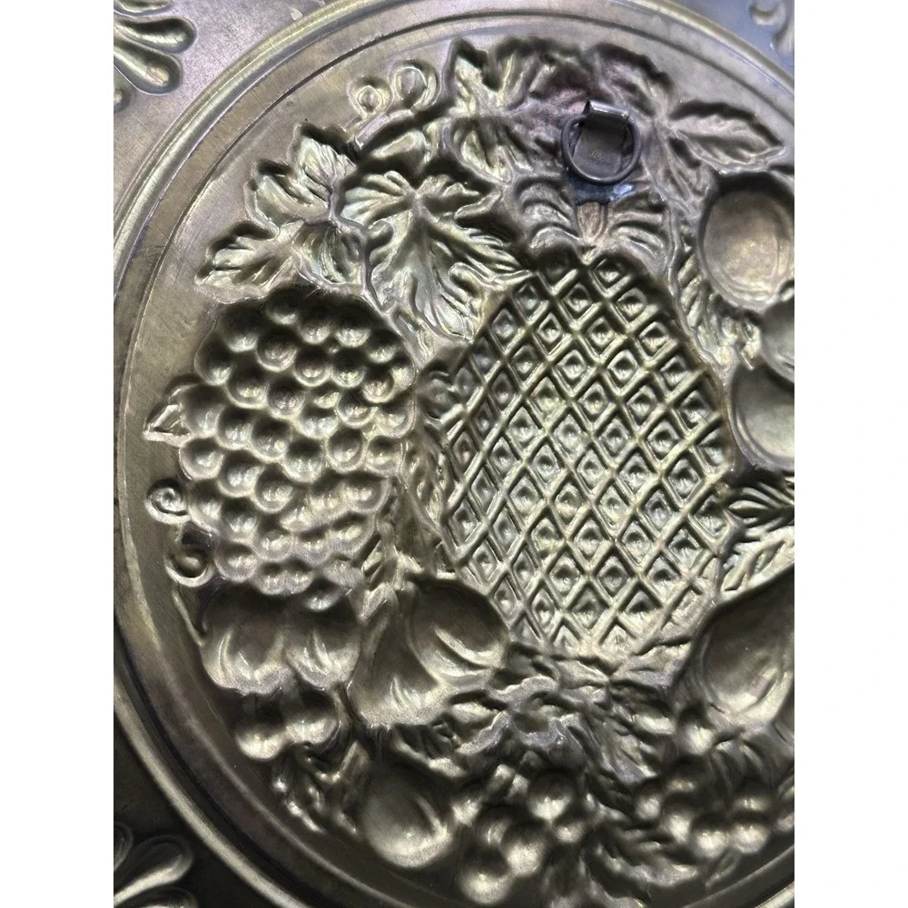 Vintage Embossed Brass Wall Plates 12-inch Set of 2, Made in England